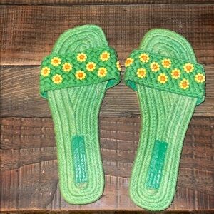 ASOS Green Sandals with Yellow Floral Design